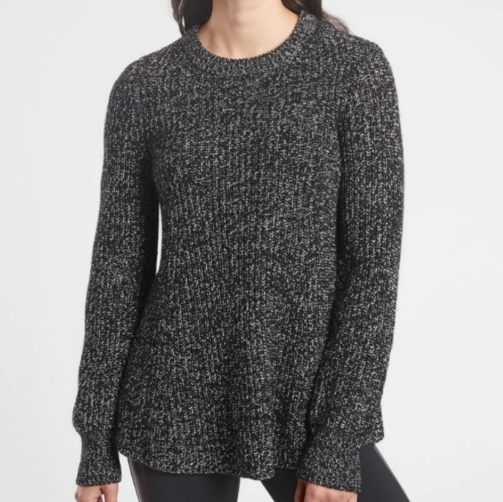 Athleta Sierra Crew Sweater Black Marble XS